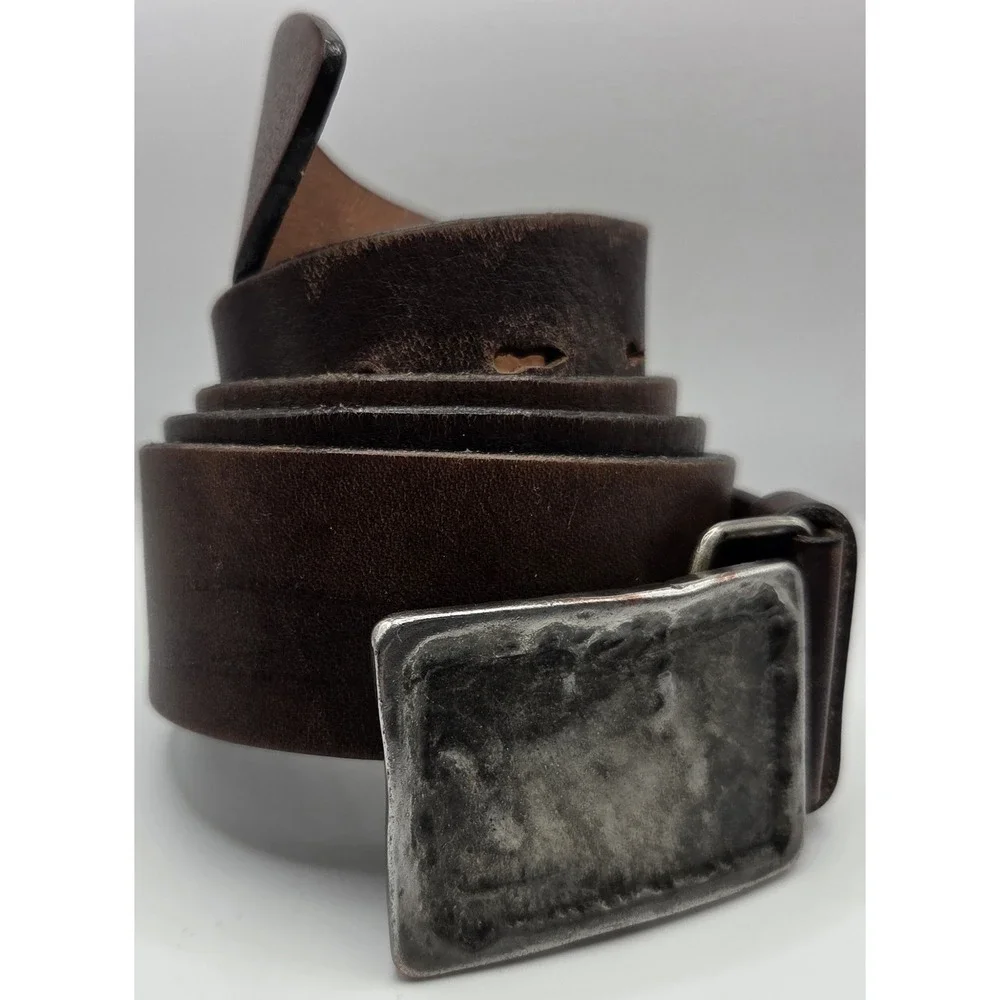 Eddie Bauer Belt Mens Brown Leather Made In Italy